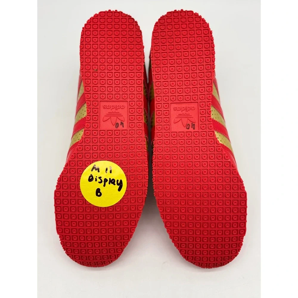 Adidas Metallic Gold Red Perforated Leather Low Top Sneakers Mens 11 SHW 675001